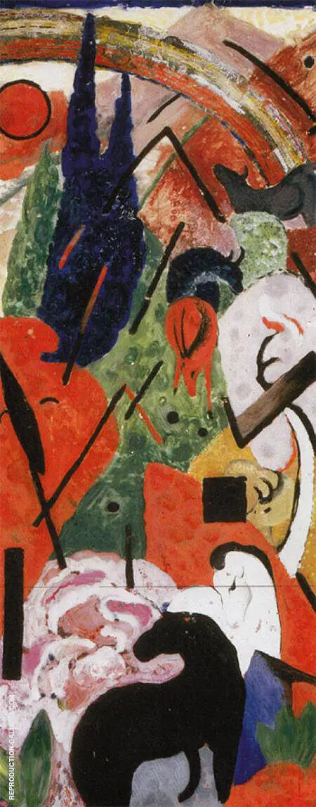 Landscape with Animals and a Rainbow 1911 By Franz Marc