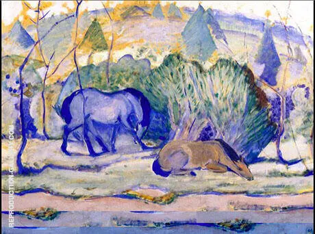 Horses at Pasture 1910 By Franz Marc