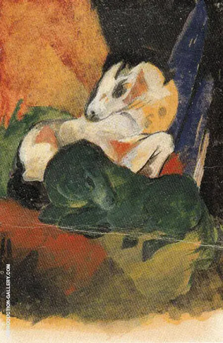 Green Horse and White Horse 1913 By Franz Marc