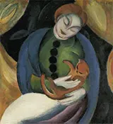 Girl with Cat II 1912 By Franz Marc