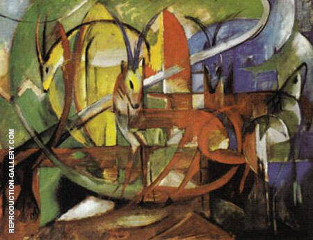 Gazelles 1913 by Franz Marc | Oil Painting Reproduction