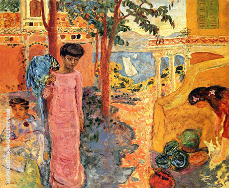 Girl with Parrot 1910 by Pierre Bonnard | Oil Painting Reproduction