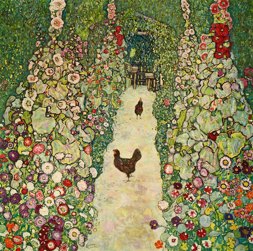 Garden Path with Chickens 1916 by Gustav Klimt | Oil Painting Reproduction