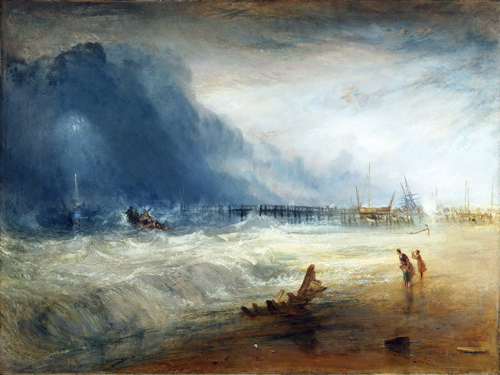 Lifeboat and Manby Apparatus going off to a stranded vessel making signal blue lights of distress c1831 | Oil Painting Reproduction