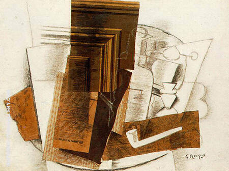 Glass Pipe and Newspaper by Georges Braque | Oil Painting Reproduction
