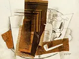 Glass Pipe and Newspaper By Georges Braque
