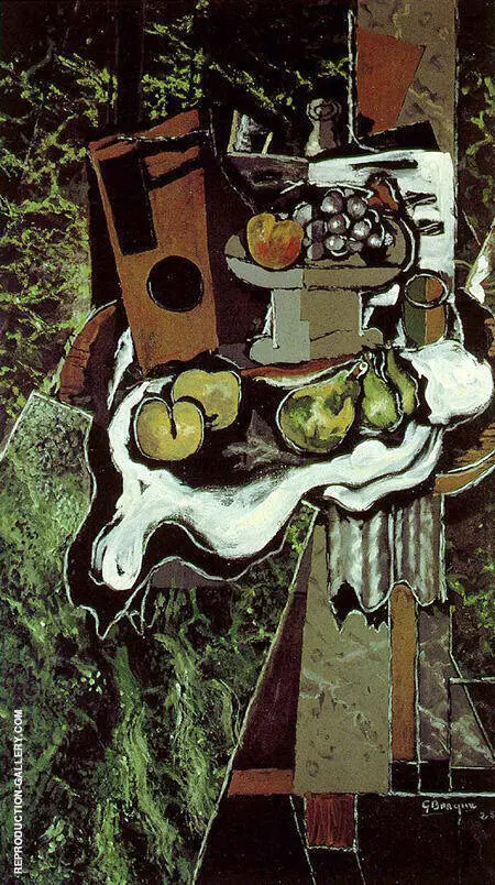 Fruit on the Table cloth with a Fruit Dish 1925 By Georges Braque