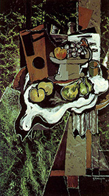 Fruit on the Table cloth with a Fruit Dish 1925 By Georges Braque