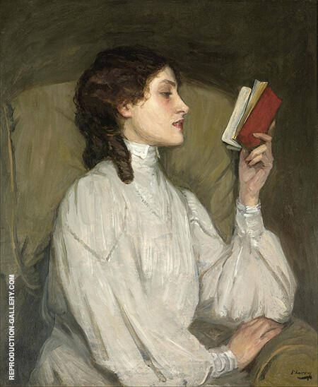 Miss Auras The Red Book 1892 by John Lavery | Oil Painting Reproduction