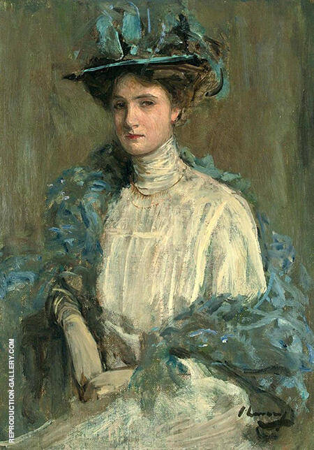 Portrait of a Lady in Blue by John Lavery | Oil Painting Reproduction