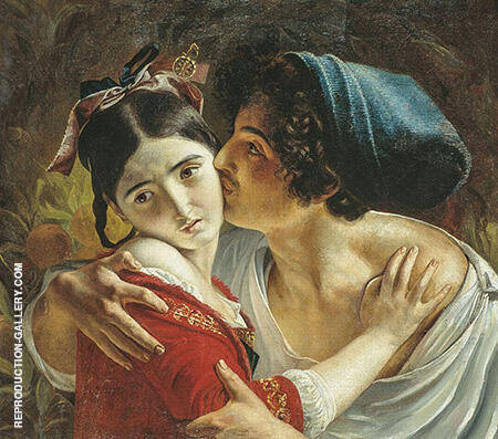 The Kiss by Fyodor Moller 1840 | Oil Painting Reproduction