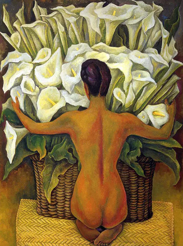 Nude with Calla Lilies By Diego Rivera