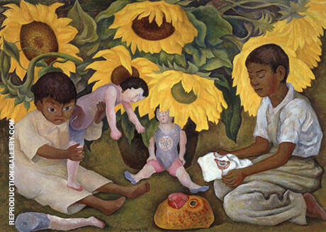 The Sunflowers by Diego Rivera | Oil Painting Reproduction