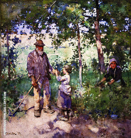 Grandfather's Garden 1884 by Arthur Walton | Oil Painting Reproduction