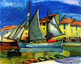 Sail Boat in Port Cassis By Charles Camoin