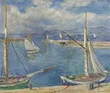 White Sailing Boats at Port St Tropez 1925 By Charles Camoin