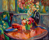 Vases of Flowers on the Table By Robert Antoine Pinchon