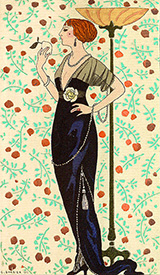 Robe du Soir Satin Noir et Tulle 1913 By George Barbier