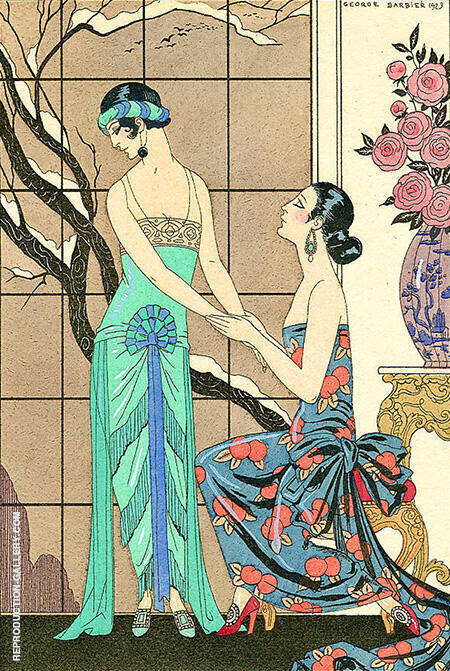 L'Aveu Difficile 1923 by George Barbier | Oil Painting Reproduction
