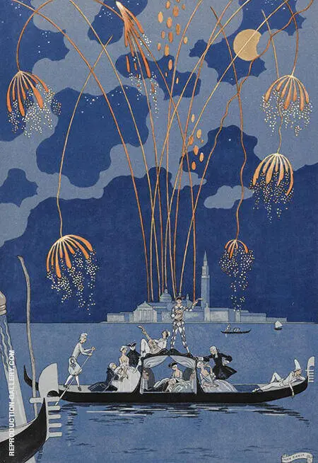 Fireworks in Venice for Fetes Galantes By George Barbier