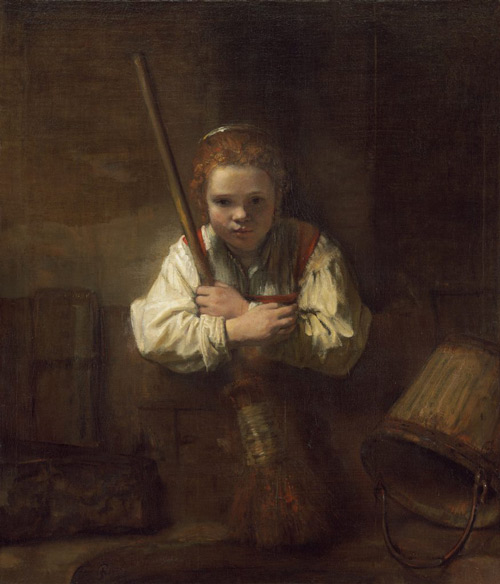 Girl with A Broom by Rembrandt Van Rijn | Oil Painting Reproduction