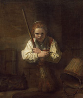 Girl with A Broom By Rembrandt Van Rijn