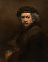 Self Portrait with Beret and Turned Up Collar By Rembrandt Van Rijn