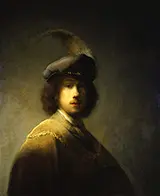 Self Portrait with Plumed Beret 1629 By Rembrandt Van Rijn