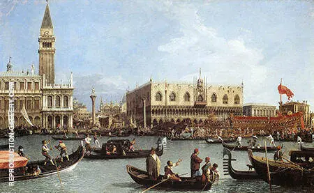Return of the Bucentoro to the Molo on Ascension Day c1732 By Canaletto