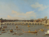 Westminster Bridge with the Lord Mayor's Procession on the Thames 1747 By Canaletto