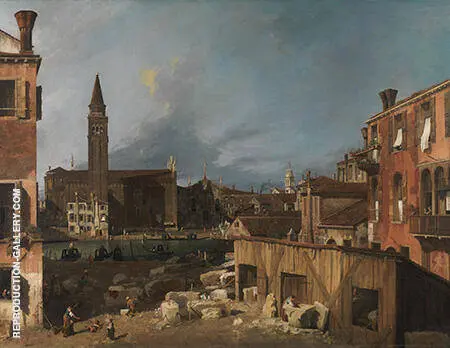 The Stonemason's Yard c1725 By Canaletto