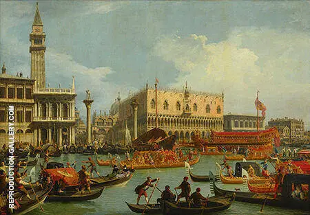 Bucentaur's return to the pier by the Palazzo Ducale c1728 By Canaletto