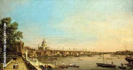The Thames from the Terrace of Somerset House Looking toward St.Pauls c1750 By Canaletto