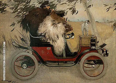 Ramon Casas and Pere Romeu in an Automobile By Ramon Casas