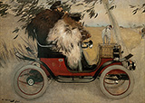 Ramon Casas and Pere Romeu in an Automobile By Ramon Casas