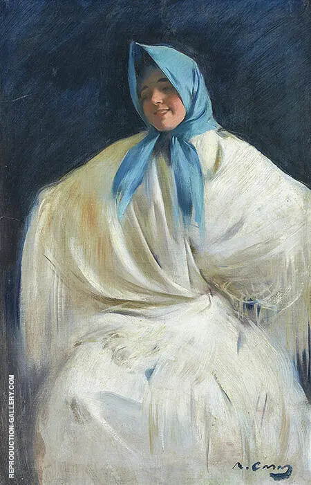 Girl with a Blue Scarf By Ramon Casas