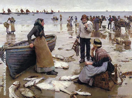 A Fish Sale on a Cornish Beach 1885 By Stanhope Forbes