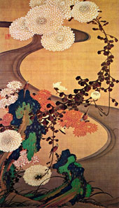 Chrysanthemums by a Stream with Rocks 1760 By Ito Jakuchu