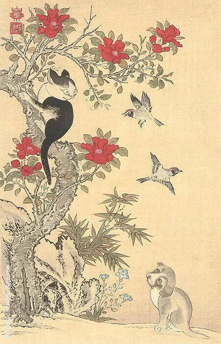 Birds, Cat and Dog By Ito Jakuchu