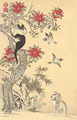 Birds, Cat and Dog By Ito Jakuchu