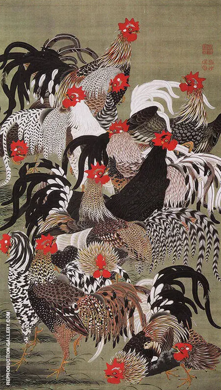 Chickens, Colorful Realm of Living Beings By Ito Jakuchu