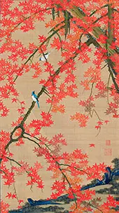 Maple Tree and Small Birds c1765 By Ito Jakuchu