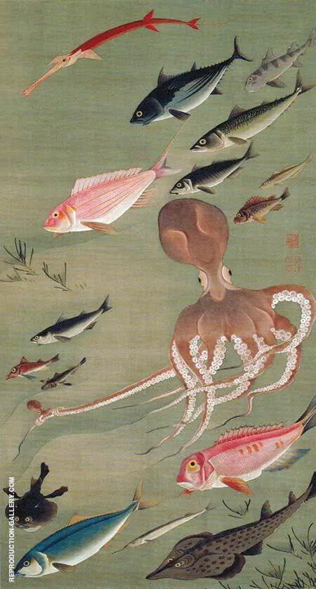 Fish from the Colorful Realm of Living Beings c1765 By Ito Jakuchu