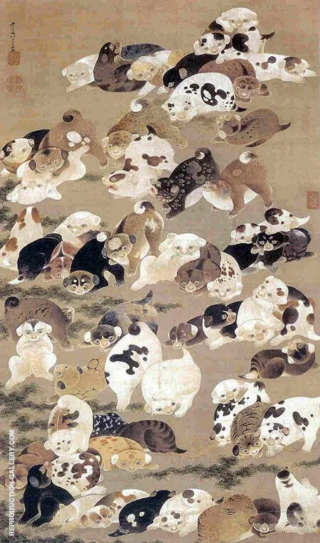 Hundred Dogs By Ito Jakuchu