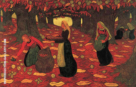 The Chestnut Gatherers by Georges Lacombe | Oil Painting Reproduction