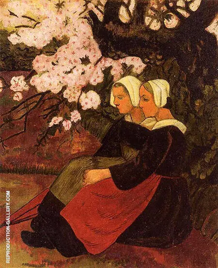 Two Breton Women Under a Flowering Apple Tree 1890 By Paul Serusier