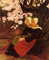 Two Breton Women Under a Flowering Apple Tree 1890 By Paul Serusier