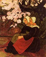 Two Breton Women Under a Flowering Apple Tree 1890 By Paul Serusier