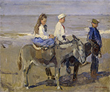 Boy and Girl Riding Donkeys c1896-1901 By Isaac Israels