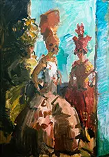 Three Dancers at the Scala Theater in The Hague By Isaac Israels